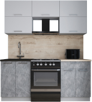 Кухонный гарнитур Интерлиния Мила Gloss 60-18 (пепел софт/керамика/травертин серый) - 