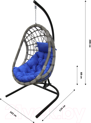Кресло подвесное Garden Story Ривьера / D60-МТ001/1 (черный/серый/синий)