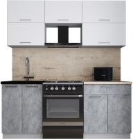 Кухонный гарнитур Интерлиния Мила Gloss 60-19 (белый софт/керамика/травертин серый) - 