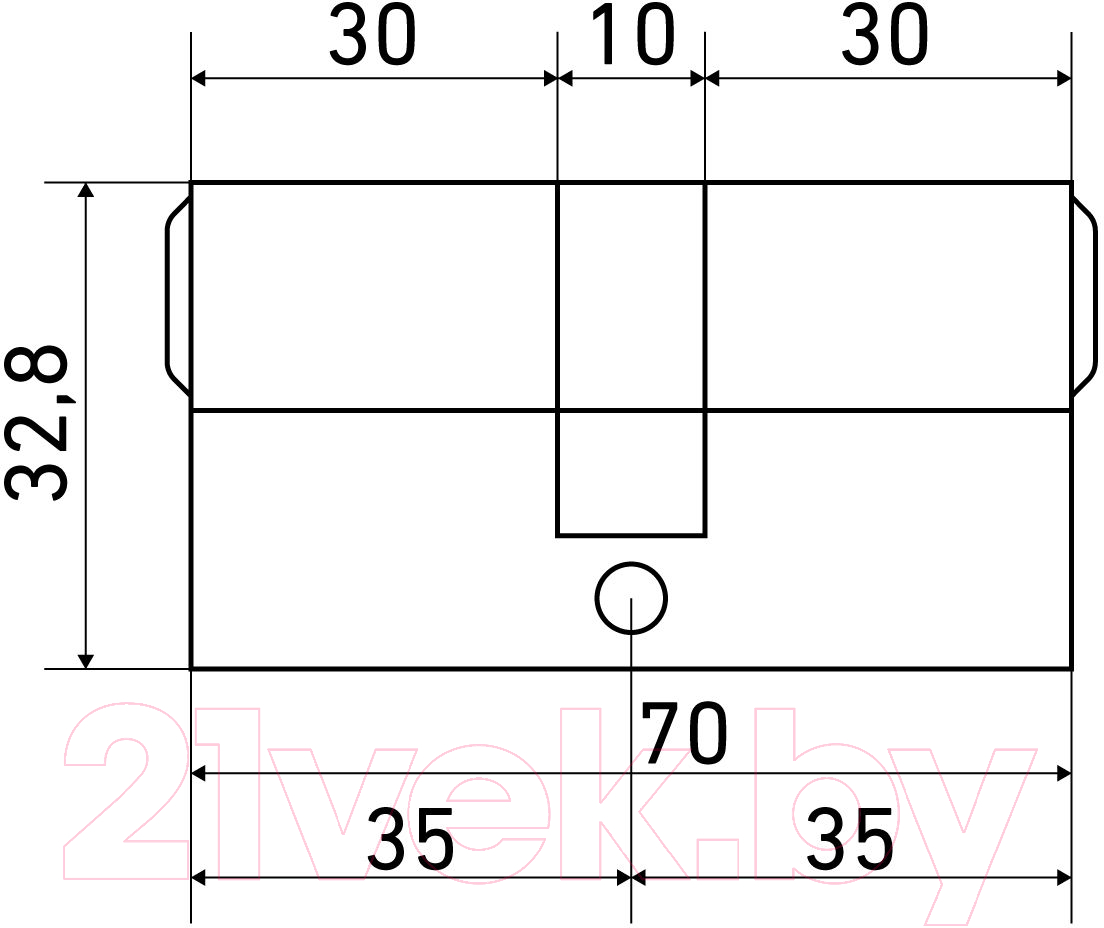 Цилиндровый механизм замка Стандарт Max 70 (35x35) SB перф. ключ/ключ (5 ключей) — фото 3
