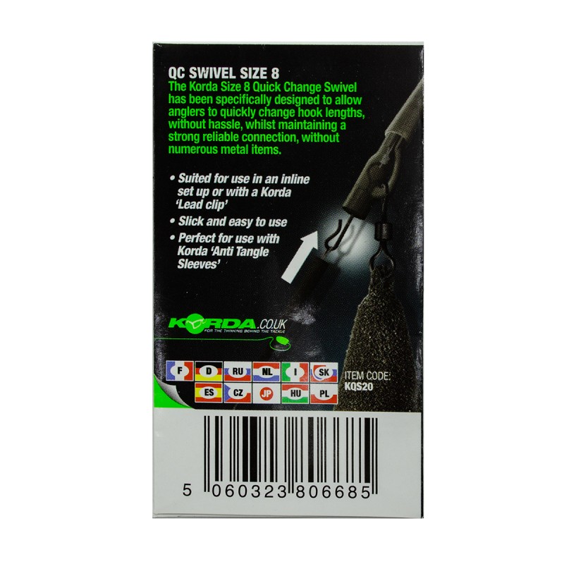 Вертлюг рыболовный Korda Kwick Change Swivel №8 / KQS20 — фото 2
