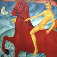 Картина на стекле Stamprint Купание красного коня К. Петров-Водкин PT027 (50x50) - 