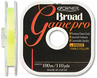 Леска монофильная Owner Broad Game Pro Yellow 100м 0.24мм 4.35кг / 56033-024