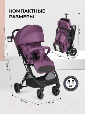 Детская прогулочная коляска Farfello Comfy Go Comfort / CG-006 (фиолетовый)