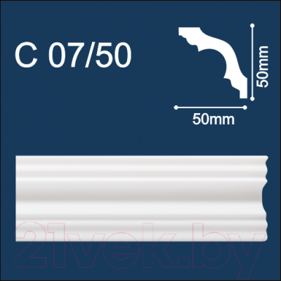 Плинтус потолочный SOLID C07/50 эксрудированный пенополистирол (2м/50×50мм, белый)