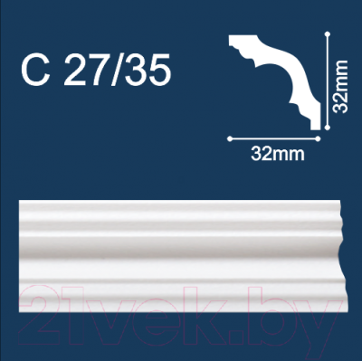 Плинтус потолочный SOLID C27/35 эксрудированный пенополистирол (2м/32×32мм, белый)