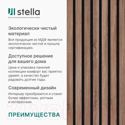 Реечная панель STELLA Comfort Standart Акустическая Дуб Винтаж МДФ (600х600х9)