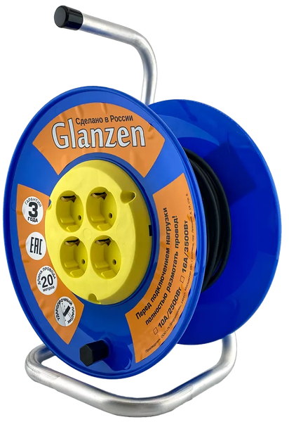 Удлинитель на катушке Glanzen EB-20-019