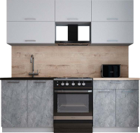 Кухонный гарнитур Интерлиния Мила Gloss 60-21 (пепел софт/керамика/травертин серый) - 