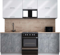 Кухонный гарнитур Интерлиния Мила Gloss 60-22 (белый глянец/керамика/травертин серый) - 