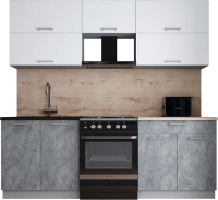 Готовая кухня Интерлиния Мила Gloss 60-22 (белый софт/керамика/травертин серый) - 