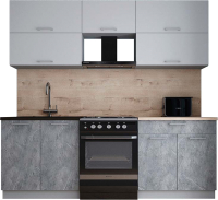 Кухонный гарнитур Интерлиния Мила Gloss 60-22 (пепел софт/керамика/травертин серый) - 