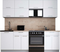 Кухонный гарнитур Интерлиния Мила Gloss 60-23 (белый софт/белый софт/травертин серый) - 