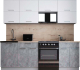 Кухонный гарнитур Интерлиния Мила Gloss 60-23 (белый софт/керамика/травертин серый) - 