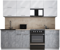 Кухонный гарнитур Интерлиния Мила Gloss 60-24 (белый глянец/керамика/травертин серый) - 