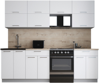 Кухонный гарнитур Интерлиния Мила Gloss 60-24 (белый софт/белый софт/травертин серый) - 