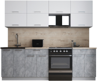 Кухонный гарнитур Интерлиния Мила Gloss 60-24 (белый софт/керамика/травертин серый) - 
