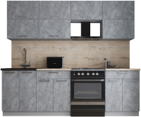 Кухонный гарнитур Интерлиния Мила Gloss 60-24 (керамика/керамика/травертин серый) - 