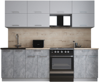 Кухонный гарнитур Интерлиния Мила Gloss 60-24 (пепел софт/керамика/травертин серый) - 