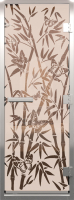 Стеклянная дверь для бани/сауны Doorwood Хамам Бамбук и бабочки 70x190 / DW00341 (бронза матовый) - 