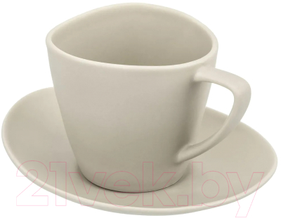 Чашка с блюдцем Elan Gallery Колоранс / 540829 (бежевый матовый)