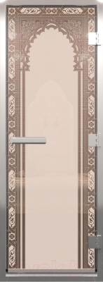 Стеклянная дверь для бани/сауны Doorwood Хамам Восточная арка 80x200 / DW02190 (бронза матовый)