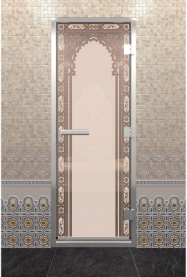 Стеклянная дверь для бани/сауны Doorwood Хамам Восточная арка 80x200 / DW02190 (бронза матовый)