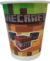 Набор бумажных стаканов Gecko Однослойный 205мл (2x50шт, Minecraft) - 