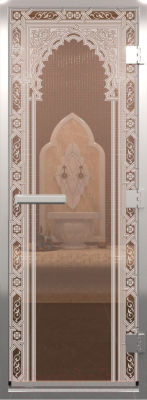 Стеклянная дверь для бани/сауны Doorwood Хамам Восточная арка 70x190 / DW00468 (бронза)
