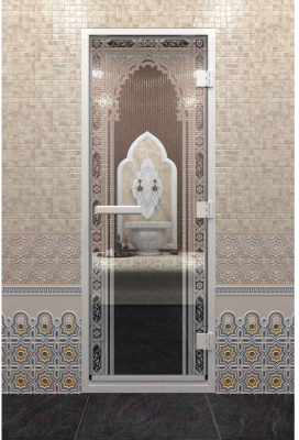 Стеклянная дверь для бани/сауны Doorwood Хамам Восточная арка 70x190 / DW00474 (прозрачный)
