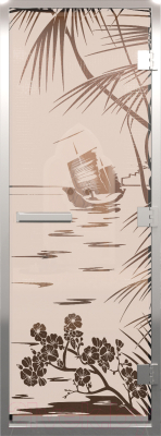 Стеклянная дверь для бани/сауны Doorwood Хамам Голубая лагуна 70x190 / DW01648 (бронза матовый)