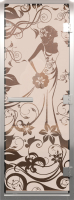 Стеклянная дверь для бани/сауны Doorwood Хамам Девушка в цветах 70x190 / DW00299 (бронза матовый) - 