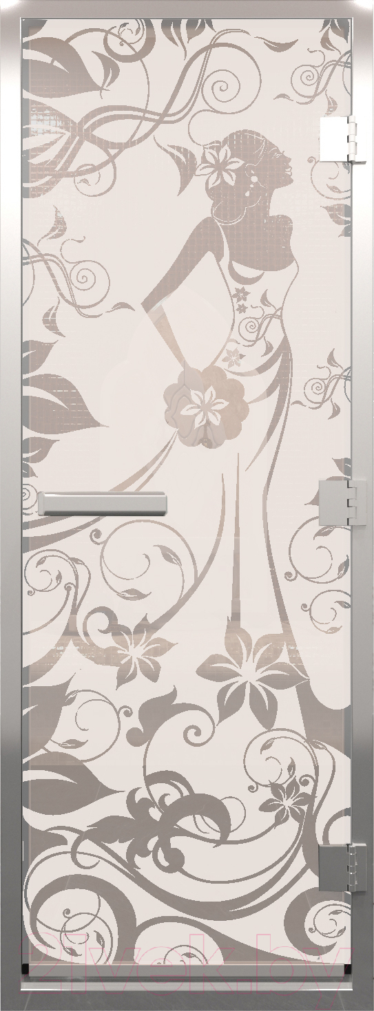 Стеклянная дверь для бани/сауны Doorwood Хамам Девушка в цветах 80x200 / DW00296