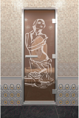 Стеклянная дверь для бани/сауны Doorwood Хамам Искушение 80x200 / DW00137 (бронза)