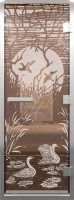Стеклянная дверь для бани/сауны Doorwood Хамам Лебединое озеро 70x190 / DW00673 (бронза) - 