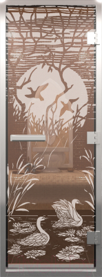 Стеклянная дверь для бани/сауны Doorwood Хамам Лебединое озеро 70x190 / DW00673 (бронза)