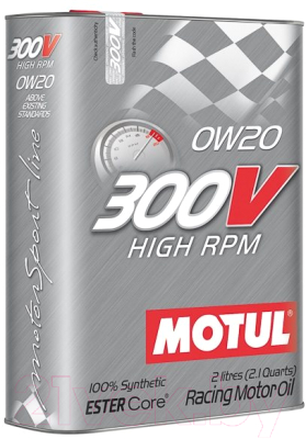Моторное масло Motul 300V High RPM 0W20 / 104239 (2л)