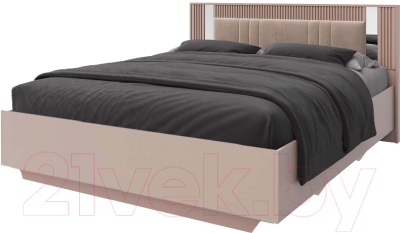 Двуспальная кровать Мебель-КМК 1600 Харди КМК 0965.7 (капучино/ SAT 13 капучино/Fiore Mink)
