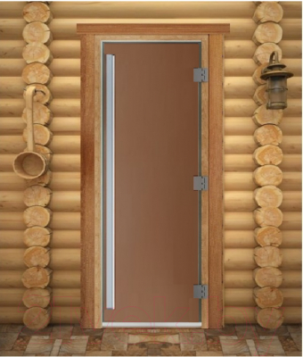 Стеклянная дверь для бани/сауны Doorwood Престиж Pro 80x200 / DW03259 (бронза матовый)
