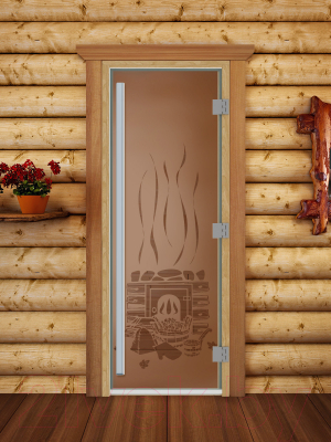 Стеклянная дверь для бани/сауны Doorwood Престиж Банька 80x200 / DW02319 (бронза матовый)