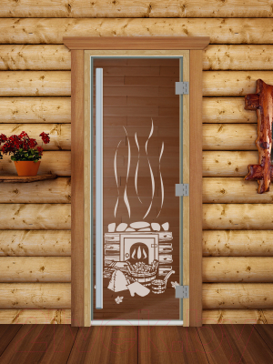 Стеклянная дверь для бани/сауны Doorwood Престиж Банька 70x190 / DW02023 (бронза)
