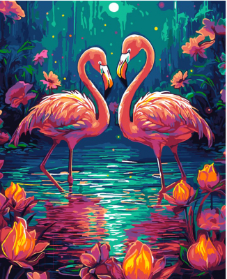 Картина по номерам Lori Влюбленные фламинго / Кпн-363