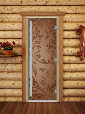 Стеклянная дверь для бани/сауны Doorwood Престиж Венеция 80x200 / DW03608 (бронза матовый)