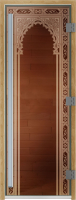 Стеклянная дверь для бани/сауны Doorwood Престиж Восточная арка 70x190 / DW03586 (бронза) - 
