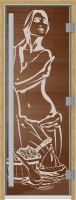 Стеклянная дверь для бани/сауны Doorwood Престиж Искушение 80x200 / DW01972 (бронза) - 