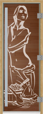 Стеклянная дверь для бани/сауны Doorwood Престиж Искушение 80x200 / DW01972 (бронза)