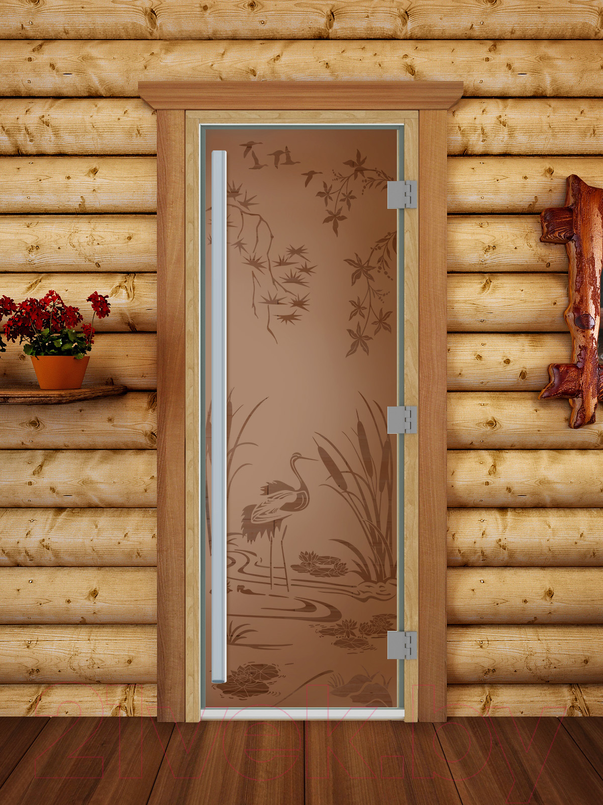 Стеклянная дверь для бани/сауны Doorwood Престиж Камышовый рай 70x190 / DW03610