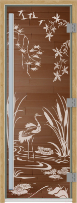 Стеклянная дверь для бани/сауны Doorwood Престиж Камышовый рай 70x190 / DW02617 (бронза)