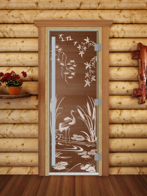 Стеклянная дверь для бани/сауны Doorwood Престиж Камышовый рай 70x190 / DW02617 (бронза)