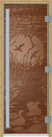 Стеклянная дверь для бани/сауны Doorwood Престиж Лебединое озеро 70x190 / DW03611 (бронза) - 